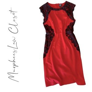 Nicole by NICOLE MILLER | Red Dress with Black Lace | L